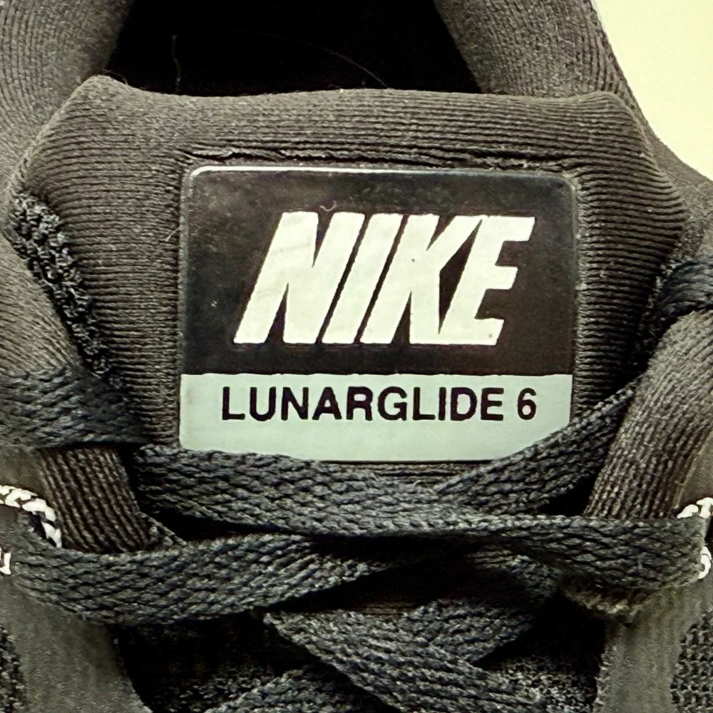 Nike LunarGlide 6 Running Shoes Black‎ White 654434-001 Size Women's 10